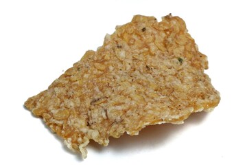 close up of tempeh chips isolated on white