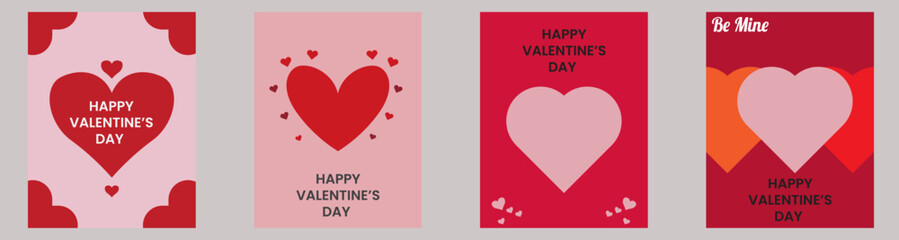 Set of Valentine's Day poster, greeting card, cover, label, sale promotion templates, These illustrations are perfect for love-themed projects and Valentine's Day discount promotions.