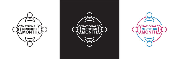 National Mentoring Month  template.  Celebrating Mentorship and Guidance. isolated on white and black background. vector illustration. EPS 10