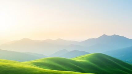 Fototapeta premium Tranquil Sunrise Over Rolling Green Hills in Indian Hill Station