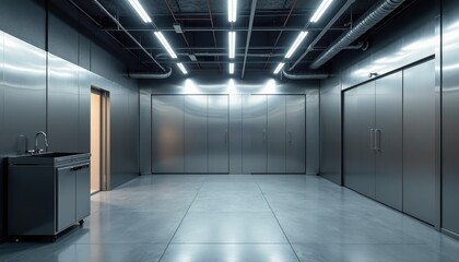 A brushed steel studio with industrial vibes for tech-oriented product shoots.