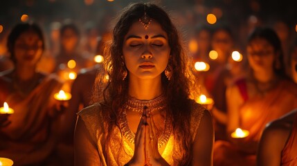 Nighttime Candlelit Vigil Capturing Devotion and Sacred Moments in Vibrant Cultural Ceremony