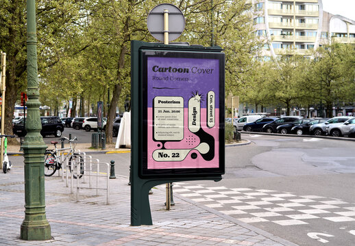 Mockup Of Vertical Customized Advertisement In City