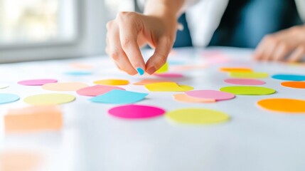 Colorful Nametag Sorting Activity at Collaborative Team-Building Event