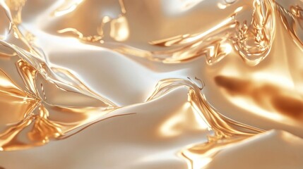 Abstract golden liquid background, glossy, shiny, metallic texture.