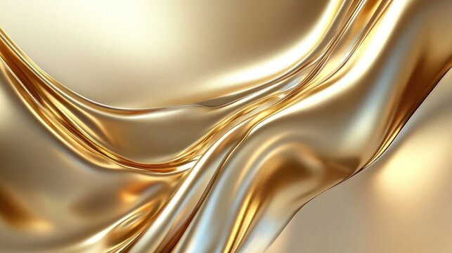 Abstract gold liquid flowing, smooth, shiny, luxury background.
