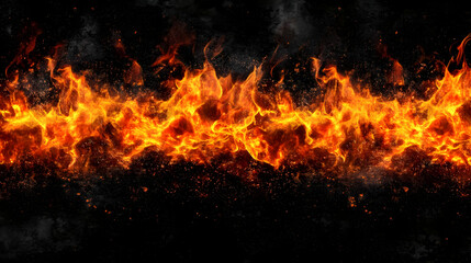 Dynamic and bright fire flames, extinguished