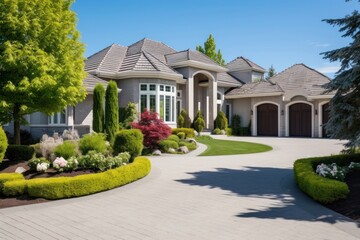 Luxury house exterior architecture driveway outdoors.