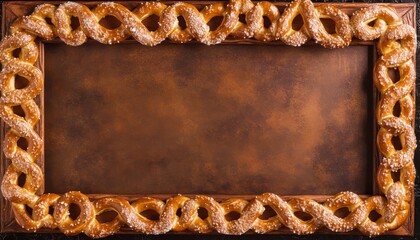 Rustic Pretzel Frame with Vintage Brown Background