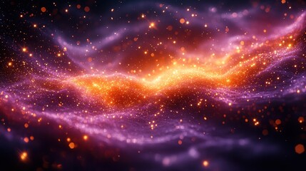 Naklejka premium Abstract cosmic swirl with glowing particles.