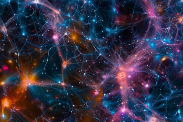 Obraz premium Cosmic Web Interconnected Galaxies Visualization.