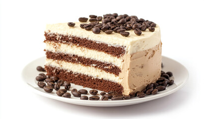 Two-toned cake slice on a white plate