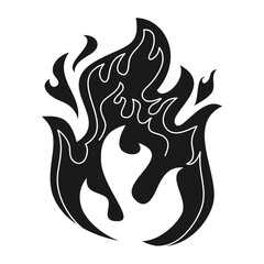 Hand drawn of Fire flame icon symbol. isolated on white background. vector icon illustration