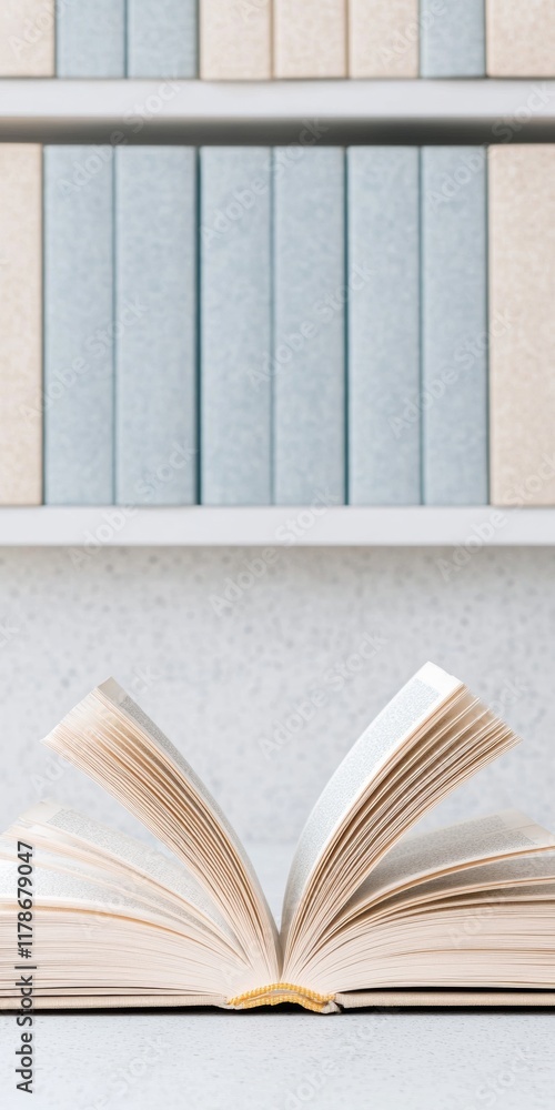 Aufkleber Open Book Display in a Modern Library Setting