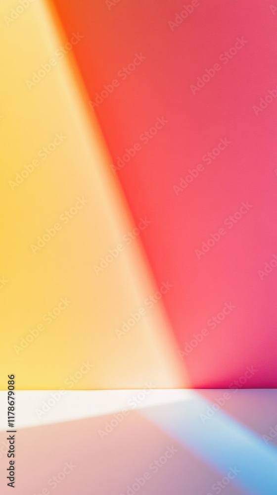 Poster vibrant rainbow gradient with soft light and abstract shadows