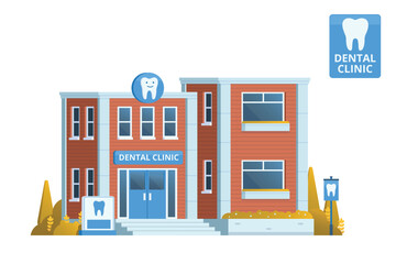 Fototapeta premium Dental Clinic Building Illustration. Editable Vector Element on White Background