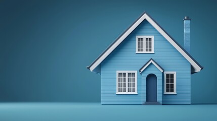 3D Rendered Blue House on a Studio Background.