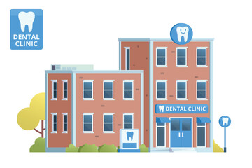 Dental Clinic Building Illustration. Editable Vector Element on White Background