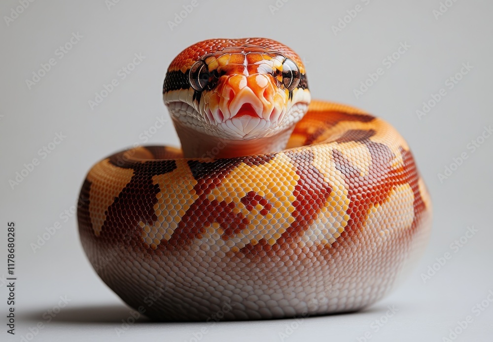 Poster close-up of a colorful snake with intricate scale patterns and vivid colors showcasing nature's beau