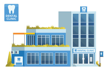Dental Clinic Building Illustration. Editable Vector Element on White Background