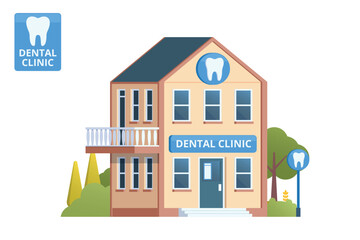 Fototapeta premium Dental Clinic Building Illustration. Editable Vector Element on White Background