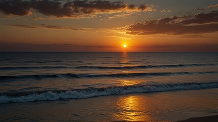 Fototapeta premium sunset,Sunset over sea horizon