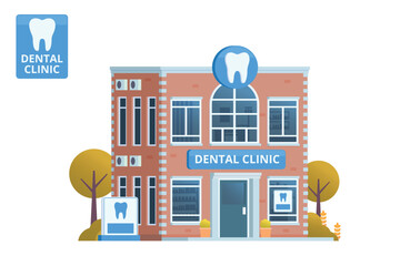 Dental Clinic Building Illustration. Editable Vector Element on White Background