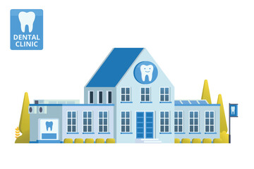 Dental Clinic Building Illustration. Editable Vector Element on White Background