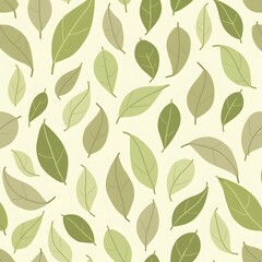 Seamless Pattern of Green Leaves Nature Background Botanical Illustration Organic Texture Eco