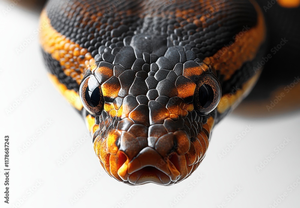 Aufkleber close-up of an exotic snake with striking patterns and vibrant colors showcasing captivating detail 