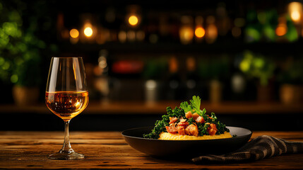 Obraz premium Soft polenta with steamed kale and a touch of parmesan, nutrientpacked and mild meal