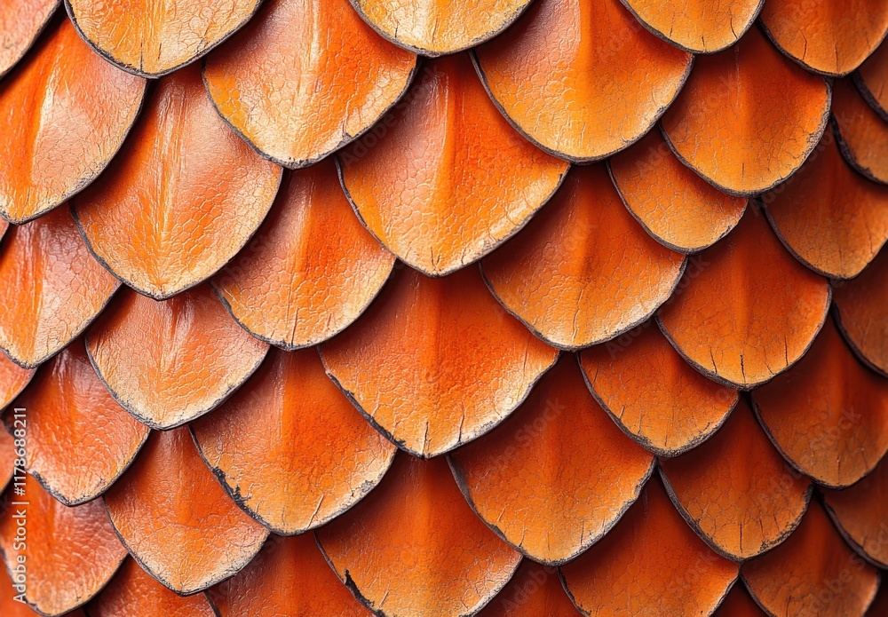 Poster close-up of textured orange leather scale pattern ideal for backgrounds or craft projects in creativ