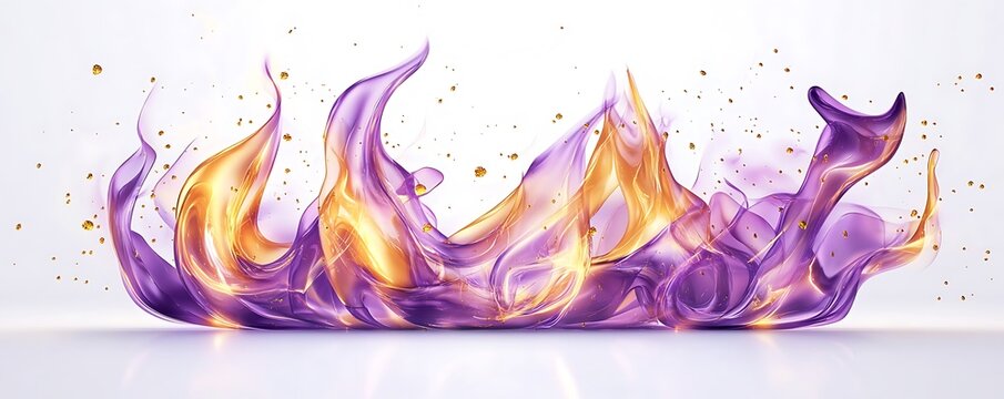 Purple and gold flames forming a fire icon, sharp on white - Powered by Adobe