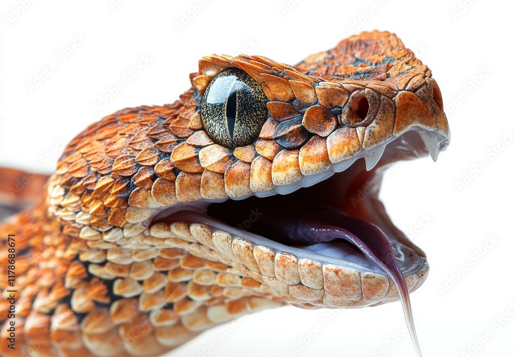 Aufkleber close-up of vibrant orange snake with unique texture posing against a white background, showcasing i