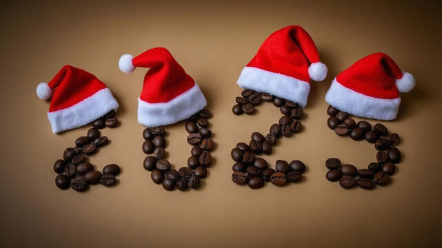 coffee beans with santa hats on them
