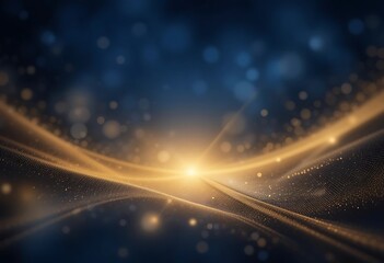 Obraz premium Golden Particles Flowing Across Dark Blue Background