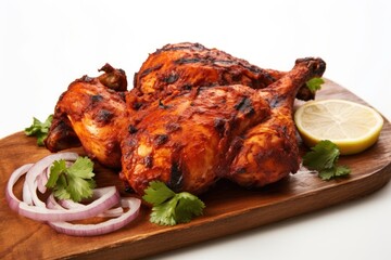Tandoori chicken indian food cilantro poultry animal.