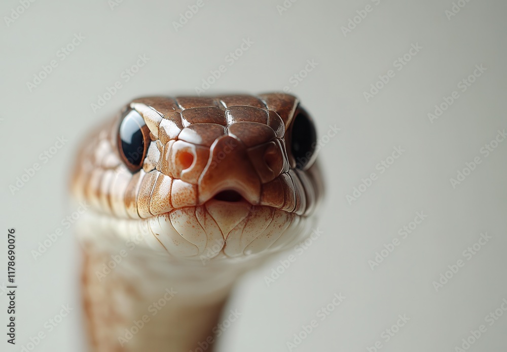 Poster close-up portrait of a serpentine creature showcasing intricate scales and expressive features in ne