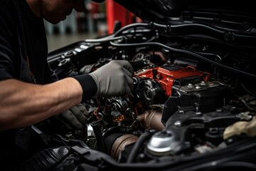 Fototapeta premium Car mechanic vehicle engine.