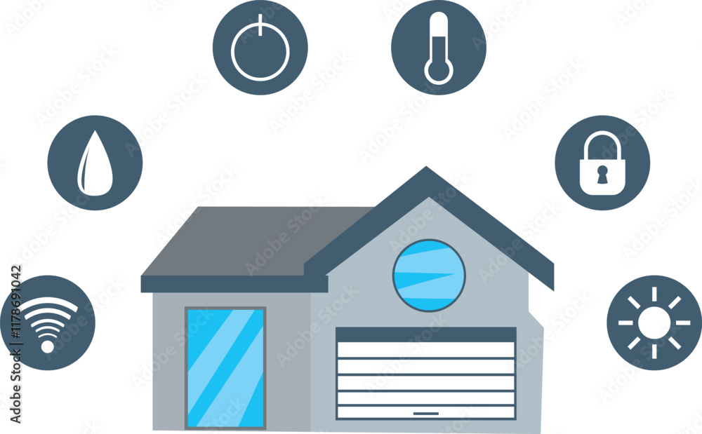 Poster smart home vector with mobile phone application. a detailed and modern visual representation, suitab
