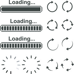 Vector set of loading bar, waiting and digital loop icons. suitable for web design, apps and mobile loading transitions