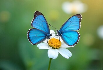 Obraz premium Two blue butterflies with detailed wing patterns