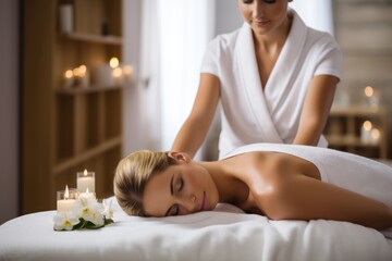 Obraz na płótnie Canvas Woman massage adult spa.