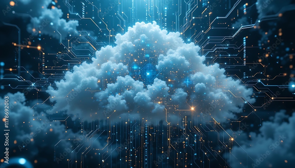 Aufkleber cloud computing network digital technology infrastructure