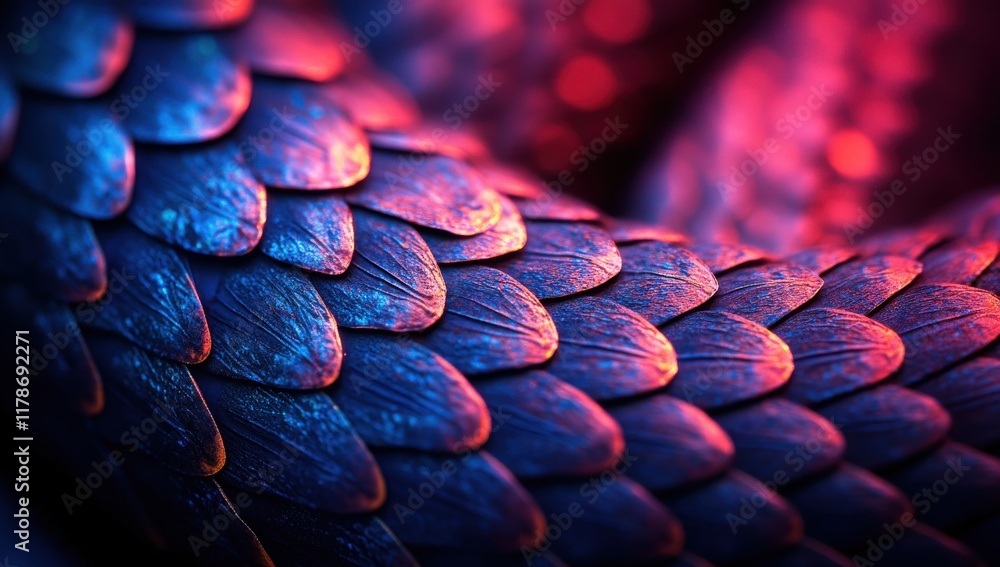 Poster close-up view of a colorful snake skin with intricate patterns and vivid textures showcasing the bea
