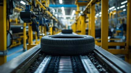 Tyre manufacturing in line tyre production. Industrial concept. Suitable for marketing or business...