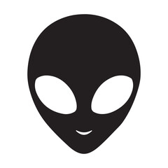 Simple Black and White Alien Head Illustration vector