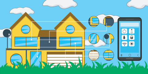 Smart home control application vector illustration. Modern and minimalist design, perfect for technology projects, apps or digital innovation marketing.