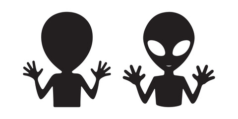 Alien silhouette vector on white background 