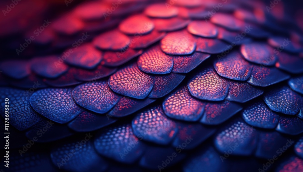 Poster close-up view of colorful scales displaying intricate texture and patterns, perfect for nature, fant